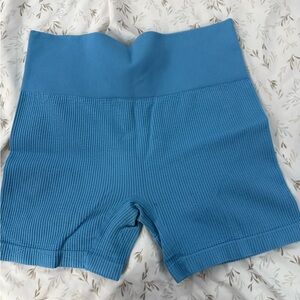 Colsie High Waist Blue Ribbed Shorts